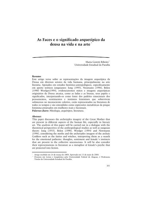 As Faces e o significado arquetípico da deusa na vida e na arte *